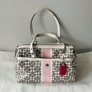 Coach Gray and Pink Signature Satchel